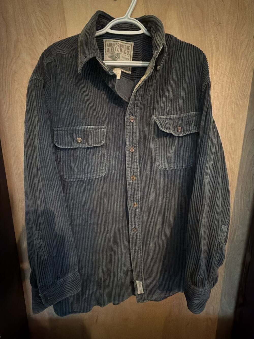 Abercrombie & Fitch Corduroy Shirt Size L Gray Long Sleeve